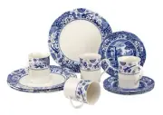 Blue Italian Brocato 12 Piece Dinnerware Set | Service for 4 | Dinner Plate, ...