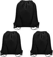 3 PCS Drawstring Backpack Bulk Bags Waterproof Cinch Bag DIY Drawstring Bag Draw String Back Bag Cinch Sack terylene String Backpack for Men and Women Sports Gym Travel Swimming（Black）