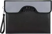 [ZQZXD] Fireproof Bag Document Bag with Lock, 35.5 x 25.4 cm Waterproof Wallet, Safe Fireproof Storage Bag for Documents, Passport, Bank File, Money Valuables, Black