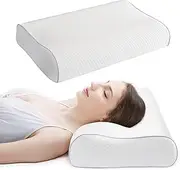 LINENOVA 1 Pack Cervical Memory Foam Pillow for Neck Pain Relief –Ergonomic Contour Pillow with Dual Height Support, Orthopedic Bed Pillow for Side, Back & Stomach Sleepers - 55x35cm