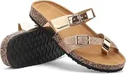 [Sowdus] Women's Toe Separator Mules, Comfortable Clogs, Non-Slip Sandals, Flip Flops, Cork Footbed, Leather Summer Slippers, Slippers with Natural Cork, Summer Shoes, Mules Slides