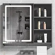 Bathroom Medicine Cabinet with LED Lights and Mirror, with Large Storage Space, Induction Switch, Suitable for Bathrooms, Living Rooms and Dressing Rooms (Color: Gray, Size: 60cm)