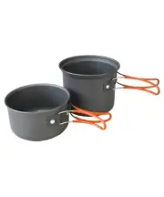 NEW KOMBAT ANODISED ALUMINIUM COOKSET MESS TIN,FOLDING HANDLES,2 TINS,STUFF SACK