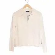 NWT Polo Ralph Lauren Cream Wool Cashmere Johnny Collar Sweater Pullover Size XS
