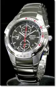 SEIKO Alarm Chronograph SNA165 SNA165P1 Men Black Dial Stainless Steel Watch