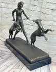 Vintage French Stylized Art Deco Nude DIANA Sculpture Marcel Bouraine Hot Cast