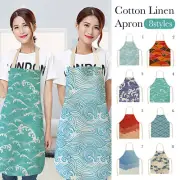 Aprons for Women Cotton Linen Bibs Household Cleaning Pinafore Cooking Kitchen