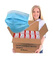 2000 PCS Bulk Blue Face Masks (40 Packs, 50pcs/Pack), Non Woven Thick 3-Layer...