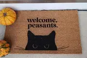 Ecosides Funny Welcome Cat Mat, Custom Door Mat for Front Door, Personalized Custom Doormat, Personalized Gift, Cat Lover Gift, Welcome Peasant