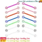 7PCS Tongue Bars Rings Nipple Flexible Bioflex 14G Body Piercing Jewellery