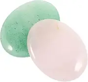 GRIRIW 2pcs Oval Shape Crystal Stone Decor Natural Thumb Stones for Desktop Decoration Home Decor Meditation Use Exquisite Crystal Statues for Positive Energy Mood Enhancement