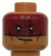Lego New Medium Nougat Minifigure Head Dual Sided Dark Red Face Paint Determined