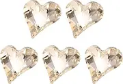sourcing map 5 Pcs 3D Heart Light Gold Nail Rhinestones 12x13mm K9 Glass Crystal Rhinestones Pointed Back Crooked Heart Gems for Nail Charm Art DIY Craft