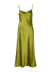 Vince Crinkled Satin Midi Slip Dress - Green - S (UK8-10 / S) S (UK8-10 / S)