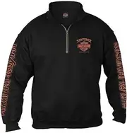 [HARLEY-DAVIDSON] Men's Eagle Piston 1/4 Zip Cadet Pullover Sweatshirt - Black