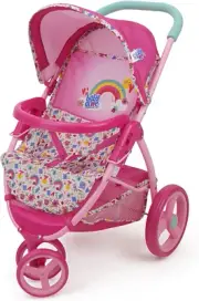 Baby Alive Doll Jogging Stroller Pink & Rainbow Fits Dolls Up to 24" New Gift