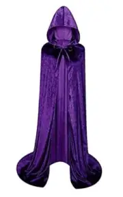 Unisex Full Length Hooded Robe Cloak Long Velvet Cape Cosplay X-Large Purple