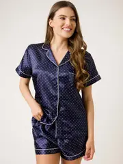 Womens Satin Pjs Set