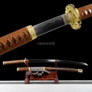 T10 Steel Clay Tempered Japanese Katana Tachi Real Hamon Full Tang Samurai Sword