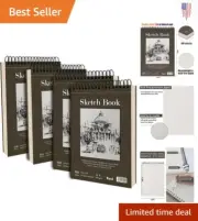 Premium Sketch Book - 4 Pack - Art Paper - Drawing, Painting, Writing