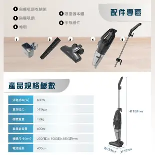 HERAN禾聯 三合一手持式吸塵器 集塵桶可水洗 吸塵器 有線吸塵器 直立式吸塵器 手持式吸塵器 HVC-60AB02B