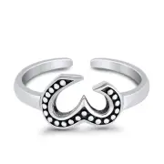 7mm Heart Om Band 925 Sterling Silver Toe Ring Thin Adjustable Toe Ring