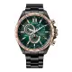 CITIZEN 星辰錶 CB5956-89X Gent's時尚男錶/ 時尚型男光動能電波對時三眼腕錶 / 綠面 45mm