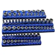 Magnetic Socket Organizer Set, 3 Pcs Blue Metric Socket Tray Set for 1/4", 3/...