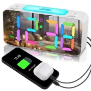 RGB Digital Mirror Alarm Clock, 15 Dynamic Color & 7" Large Screen, 7-Color N...