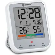 Digital Bathroom Clock, Waterproof Shower Timer with Large Touch Screen, Battery Operated Bathroom Wall Clock with Temperature and Humidity Display, Grey