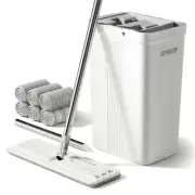 Mop and Bucket Set with Wringer, Flat Mop for Floor and Wall Cleaning