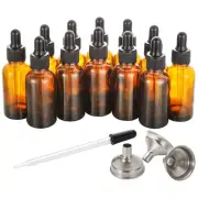 12 Pack 2Oz Amber Glass Dropper Bottles With Funnels Labels And Droppers