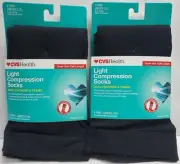2PK CVS Light Compression Unisex Socks Over-the-Calf Length Black Size L/XL