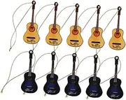 10pcs Christmas Mini Acoustic Guitar Miniature Music Instruments for Xmas Tree Decor Guitar Model for Xmas Mini House Accessories