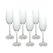 6pc Classic 24cm/205ml Stemmed Champagne Flute Glass Drink Glassware Set Clear