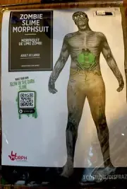 NEW~Morph Halloween Costume Zombie Slime Morphsuit~Glow in the Dark~Adult XL