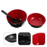 Miso Bowl Set Japanese Food Dining Soup and Spoon Containers with Lid