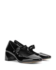Larroude Women's Blair Buckled Ankle Strap Block Heel Pumps