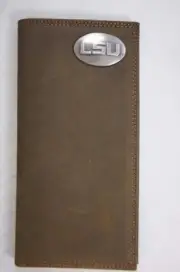 ZEP-PRO NCAA LSU Tigers Roper CRAZY HORSE Leather Wallet BURLAP Gift Bag