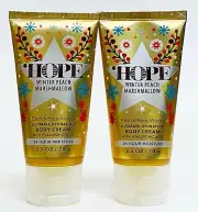 2 Bath & Body Works WINTER PEACH MARSHMALLOW Travel Mini Body Cream Shea 2.5 oz