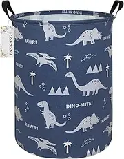 FANKANG Storage Basket, Nursery Hamper Canvas Laundry Basket Foldable with Waterproof PE Coating Large Storage Baskets for Kids Boys and Girls, Office, Bedroom, Clothes,Toys(Blue dinosaur)
