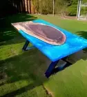 Blue Solid Epoxy Coffee Table Top, Center Hallway Wooden Furniture Table Top