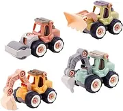 Kisangel 4Pcs Take Apart Educational Engineering Vehicle for DIY Construction Truck Playset Develops Imagination Hand Eye Coordination and Problem Solving Skills