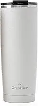 GRANDTIES Insulated Coffee Tumbler Cup w/Tritan Lid | Leak Proof, Reusable, Double Walled Vacuum Stainless Steel Travel Mug | Thermal Cups for Hot and Cold Drinks (Snowy: Pearl White, 20oz)