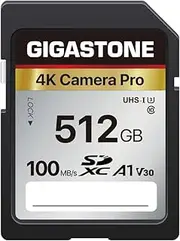 Gigastone 512GB SD Card V30 SDXC Memory Card High Speed 4K Ultra HD UHD Video Compatible with Canon Nikon Sony Pentax Kodak Olympus Panasonic Digital Camera
