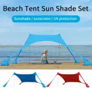 Portable Family Beach Sunshade Windproof UPF50+ Sunshade Beach Umbrella With 2 A