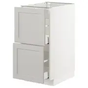 METOD base cb 2 fronts/2 high drawers, white Maximera/Lerhyttan light grey, 40x60x80 cm