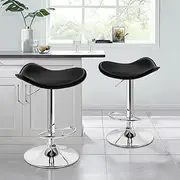 [ALFORDSON] Bar Stool 2X Swivel Portia Kitchen Barstools with 54-74.5cm Height Adjustable Gas Lift Backless Seat Leather Counter Dining Chairs with Footrest & Floor Protector in Black