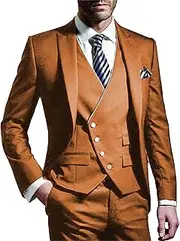 [JEShifangjiusu] Suit for Men 3 Pieces Business Wedding Prom Evening Jacket Formal Suit Evening Jacket Pants, Brown, 7XL