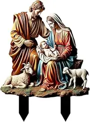 Nativity Yard Stake, Holy Family Decoration, Christmas Lawn Sign, Jesus Birth Sign, Acrylic Garden Stake, 2D Nativity Scene Decor, Outdoor Christmas Sign for Patio Porch Garden Yard Balcony Lawn